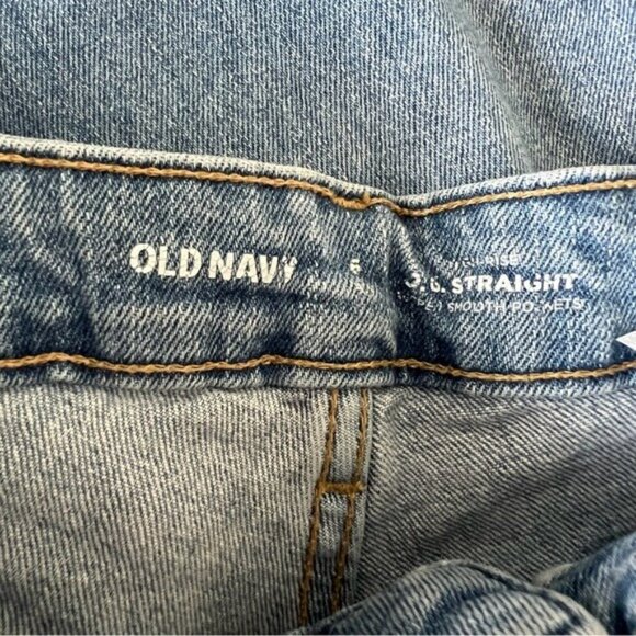 Old Navy Light Blue Distressed Straight Leg Jeans - Picture 4 of 5